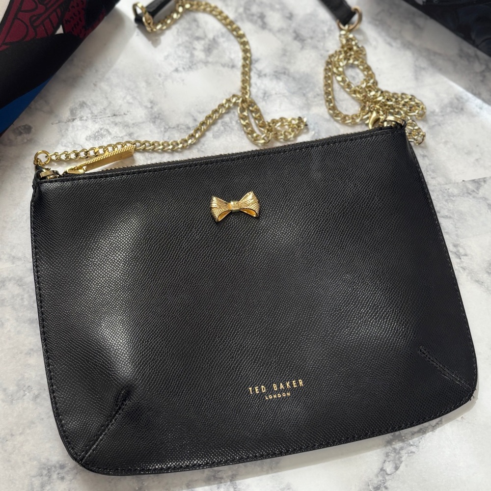 Ted Baker Black Crossbody Purse with Gold Chain
